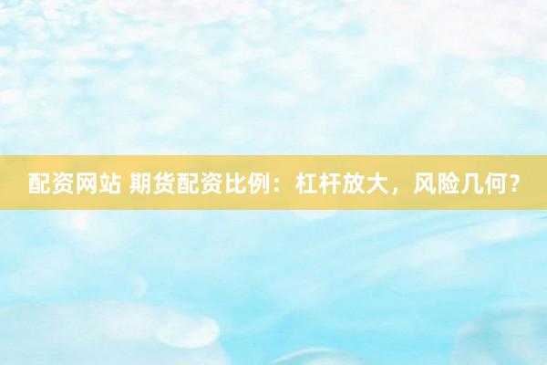 配资网站 期货配资比例：杠杆放大，风险几何？