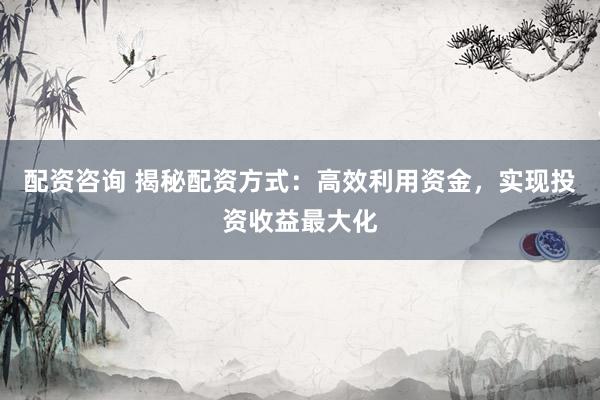 配资咨询 揭秘配资方式：高效利用资金，实现投资收益最大化