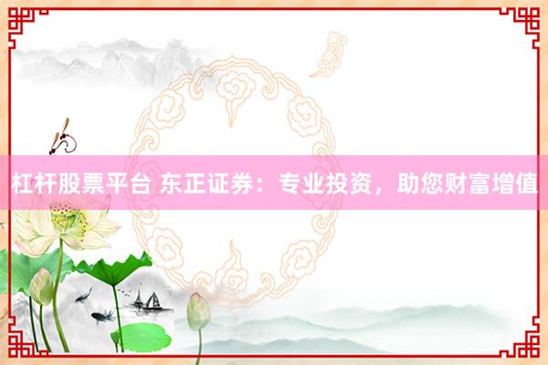 杠杆股票平台 东正证券：专业投资，助您财富增值