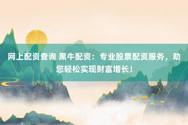 网上配资查询 黑牛配资：专业股票配资服务，助您轻松实现财富增长！