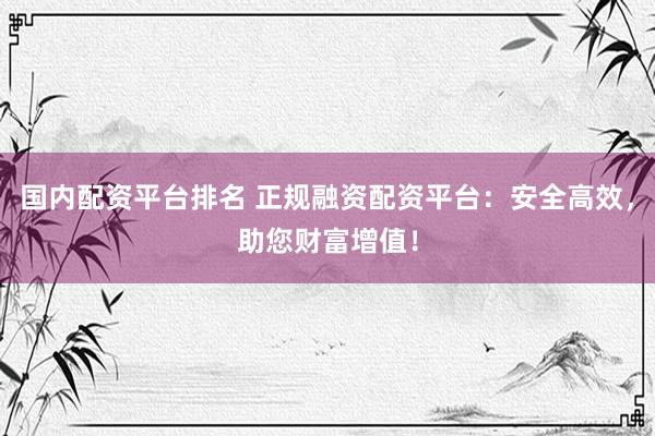 国内配资平台排名 正规融资配资平台：安全高效，助您财富增值！