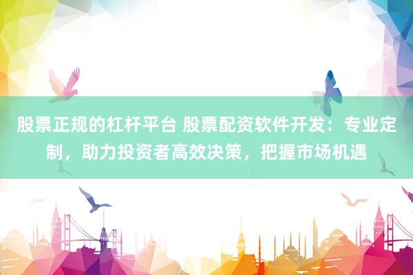 股票正规的杠杆平台 股票配资软件开发：专业定制，助力投资者高效决策，把握市场机遇