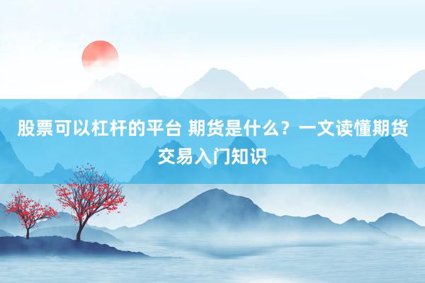 股票可以杠杆的平台 期货是什么？一文读懂期货交易入门知识
