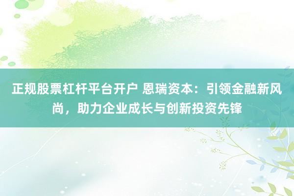 正规股票杠杆平台开户 恩瑞资本:引领金融新风尚,助力企业成长与创新投资先锋