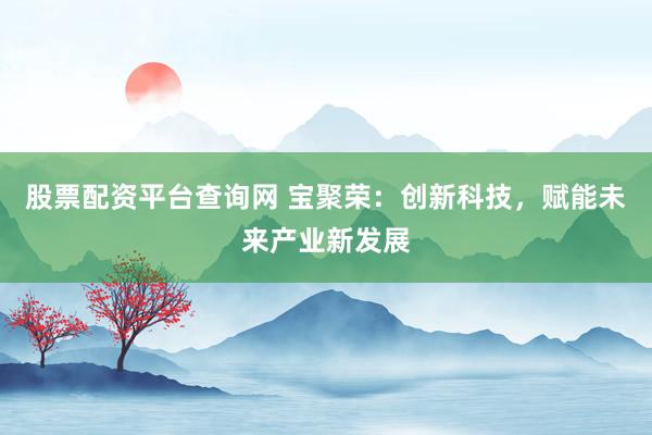 股票配资平台查询网 宝聚荣:创新科技,赋能未来产业新发展