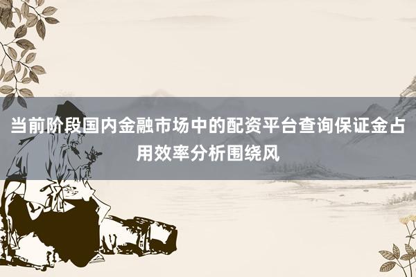 当前阶段国内金融市场中的配资平台查询保证金占用效率分析围绕风