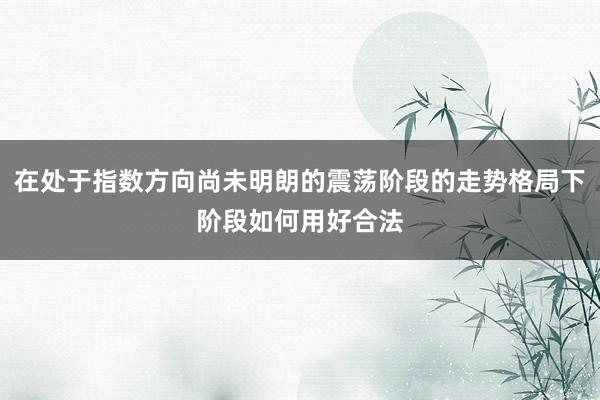 在处于指数方向尚未明朗的震荡阶段的走势格局下阶段如何用好合法
