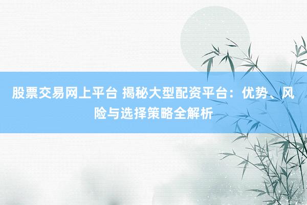 股票交易网上平台 揭秘大型配资平台：优势、风险与选择策略全解析